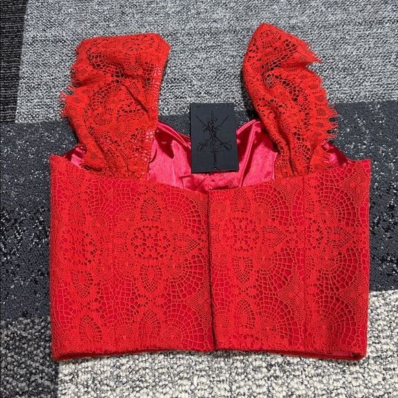 La Femme En Noir Southern Gothic Bustier Top in Red-M - Picture 2 of 3